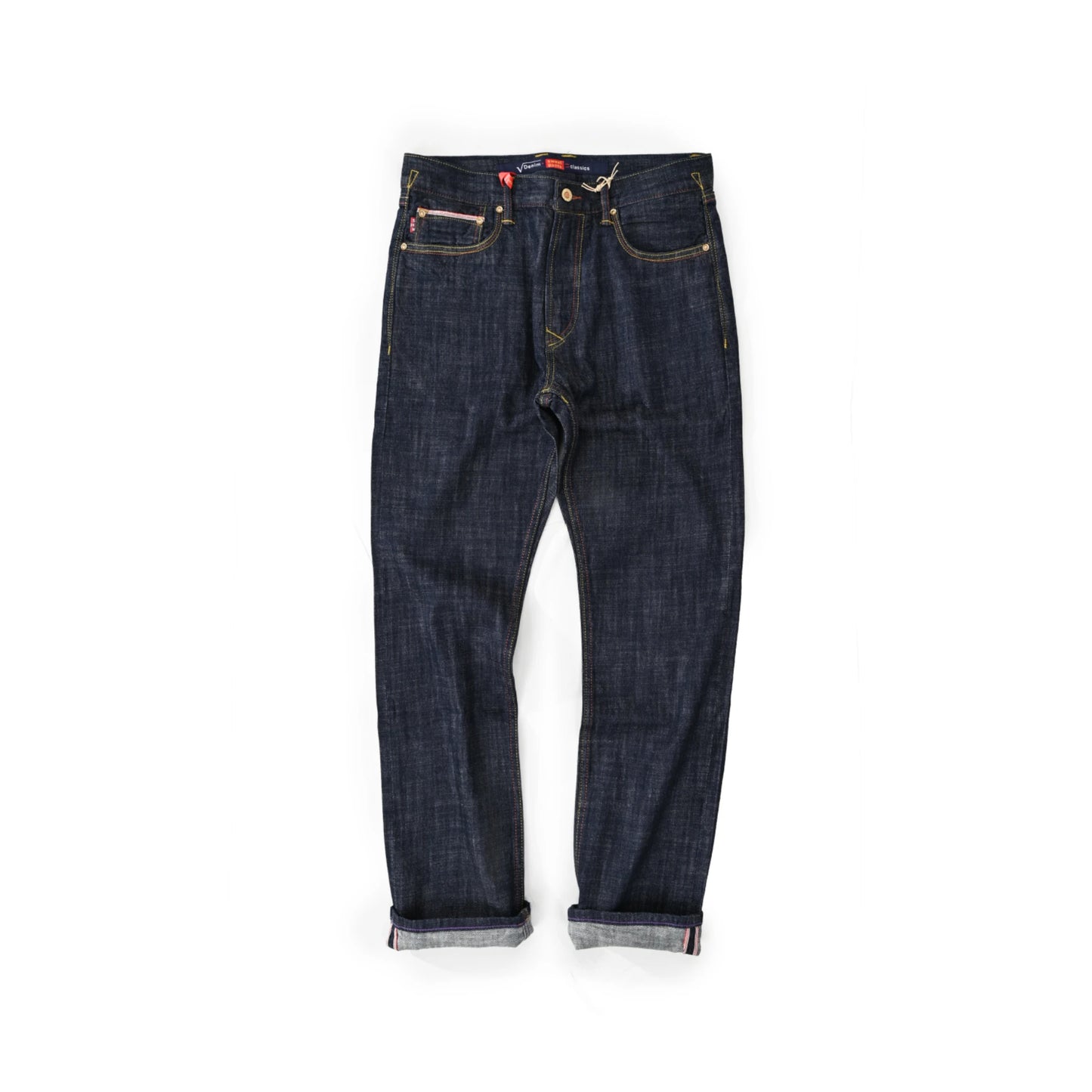 18oz Dunkelblaue Selvedge Straight Jeans mit Vintage-Waschung