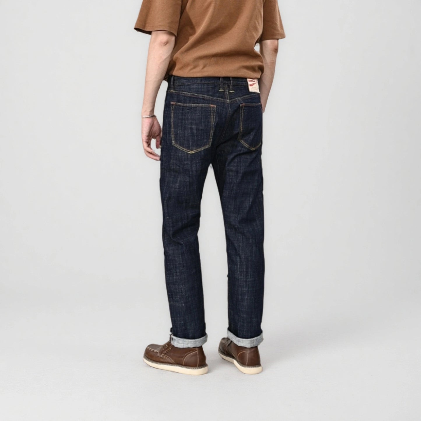 18oz Dunkelblaue Selvedge Straight Jeans mit Vintage-Waschung