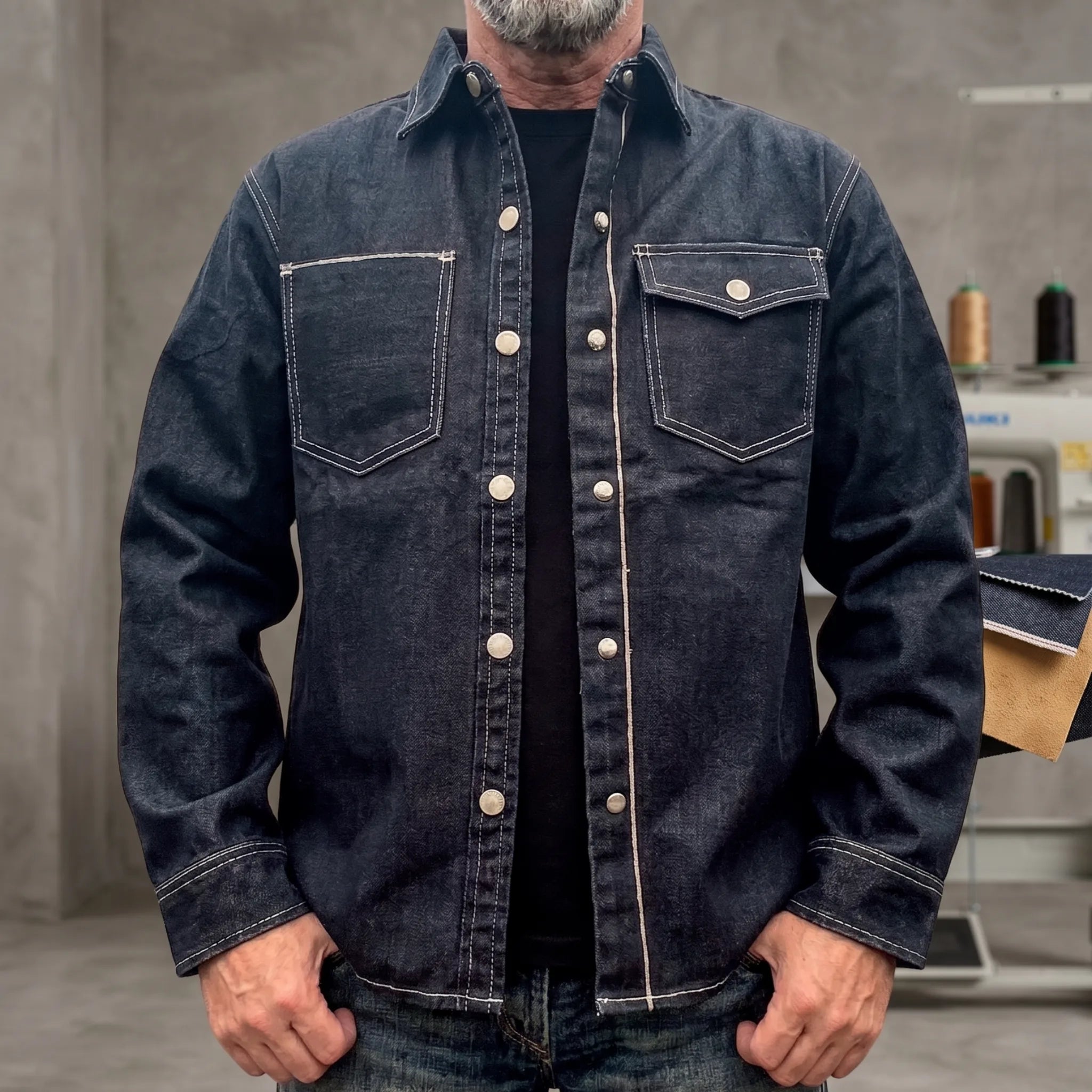 12.8oz Resin-Coated Selvedge Denim Shirt Jacket – Redline Gentry