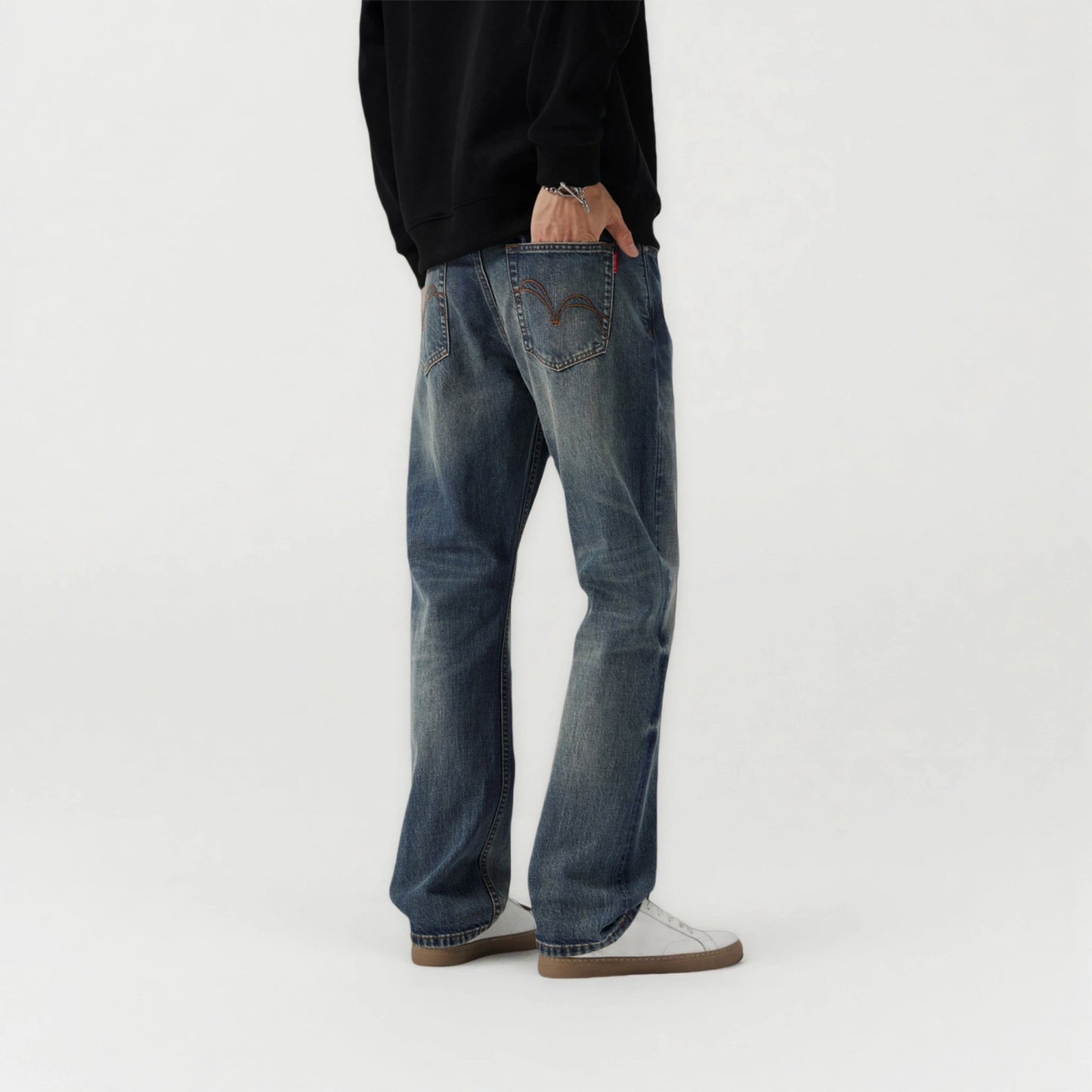 13oz Rainbow Core Dark Indigo Washed Selvedge Relaxed Straight Jeans