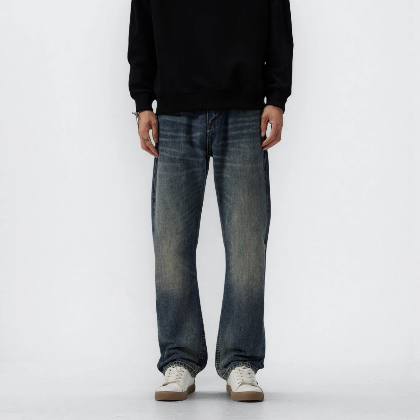 13oz Rainbow Core Dark Indigo Washed Selvedge Relaxed Straight Jeans