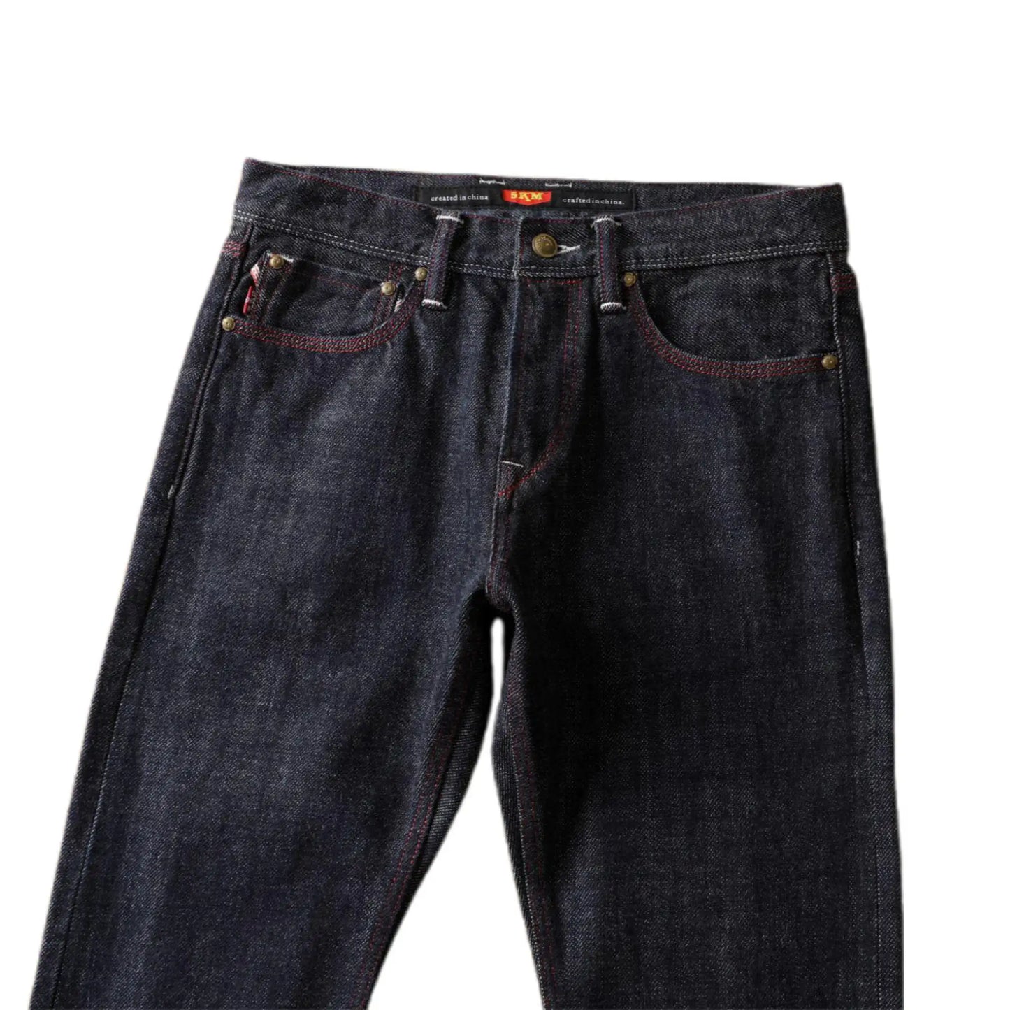 18oz Dunkelblaue Selvedge Straight Jeans mit Vintage-Waschung