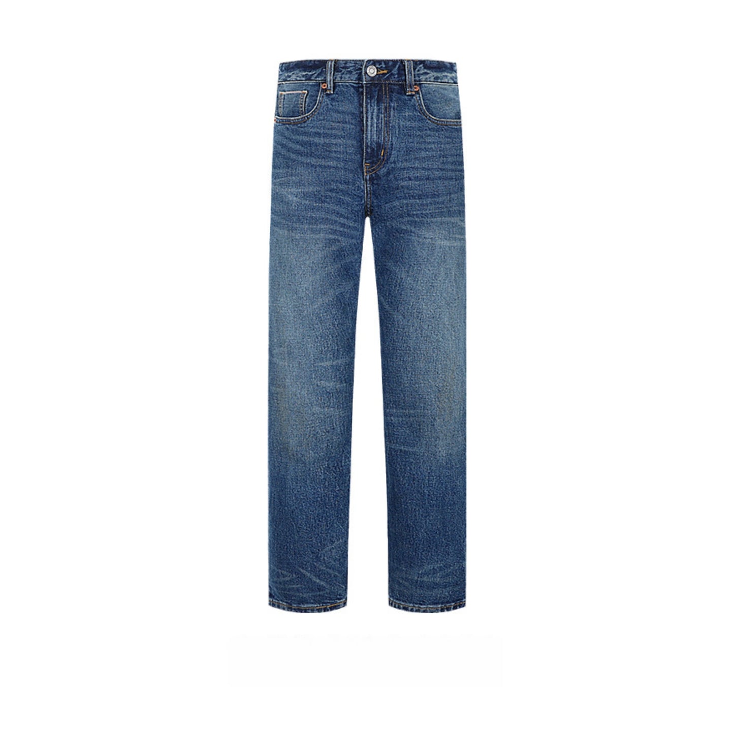 Dunkelblau verwaschene Slim-Fit Selvedge-Jeans | Dunkle Waschung