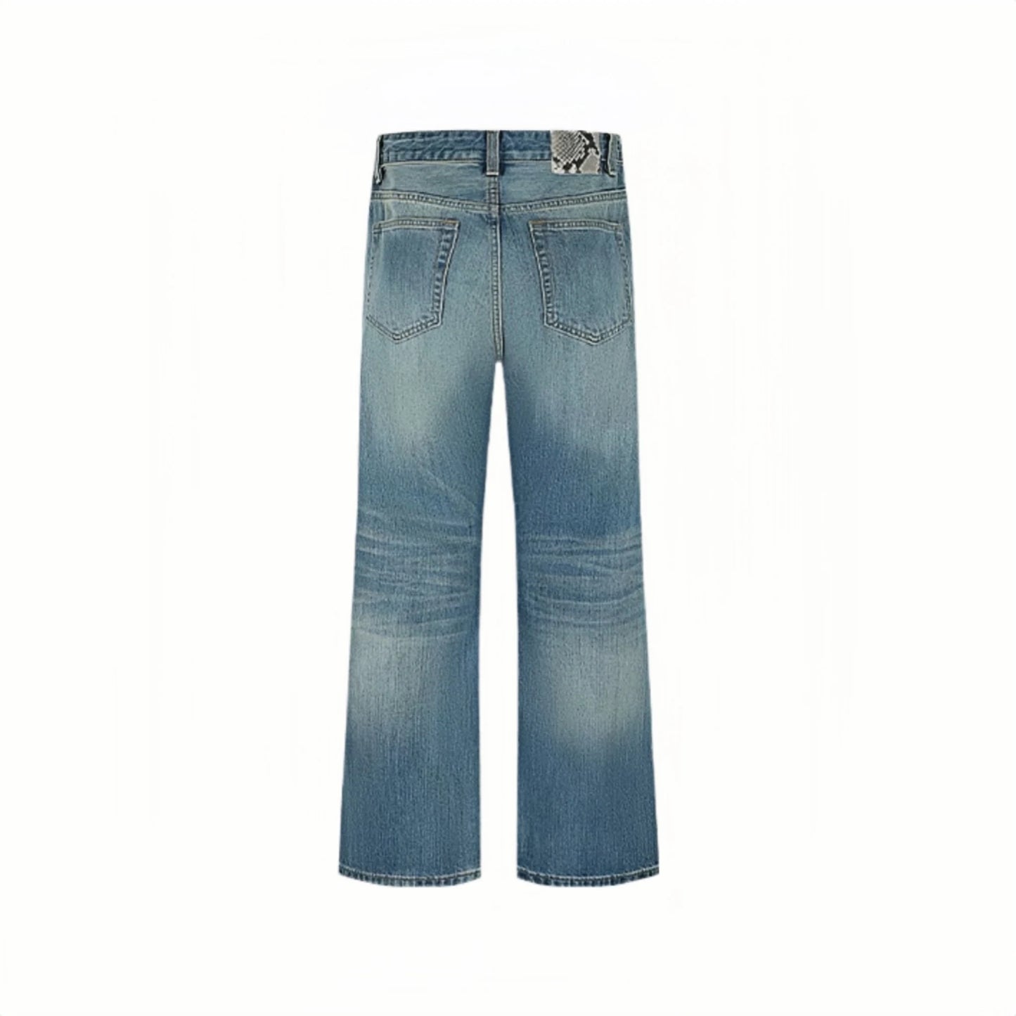 Herren-Bootcut-Selvedge-Jeans in mittelblauer Waschung