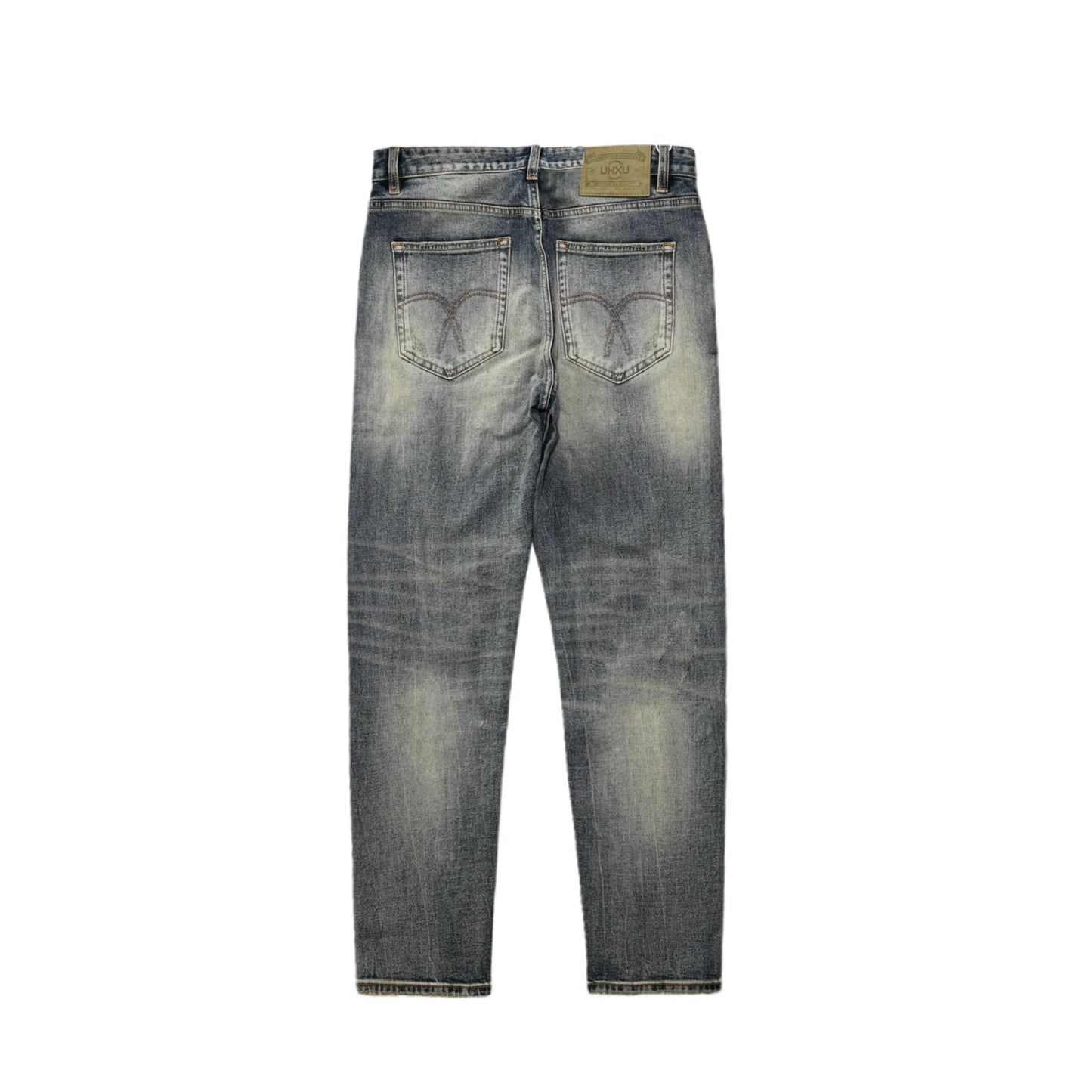 Vintage Blaue Slim Straight Fit Selvedge Jeans mit verblasster Waschung