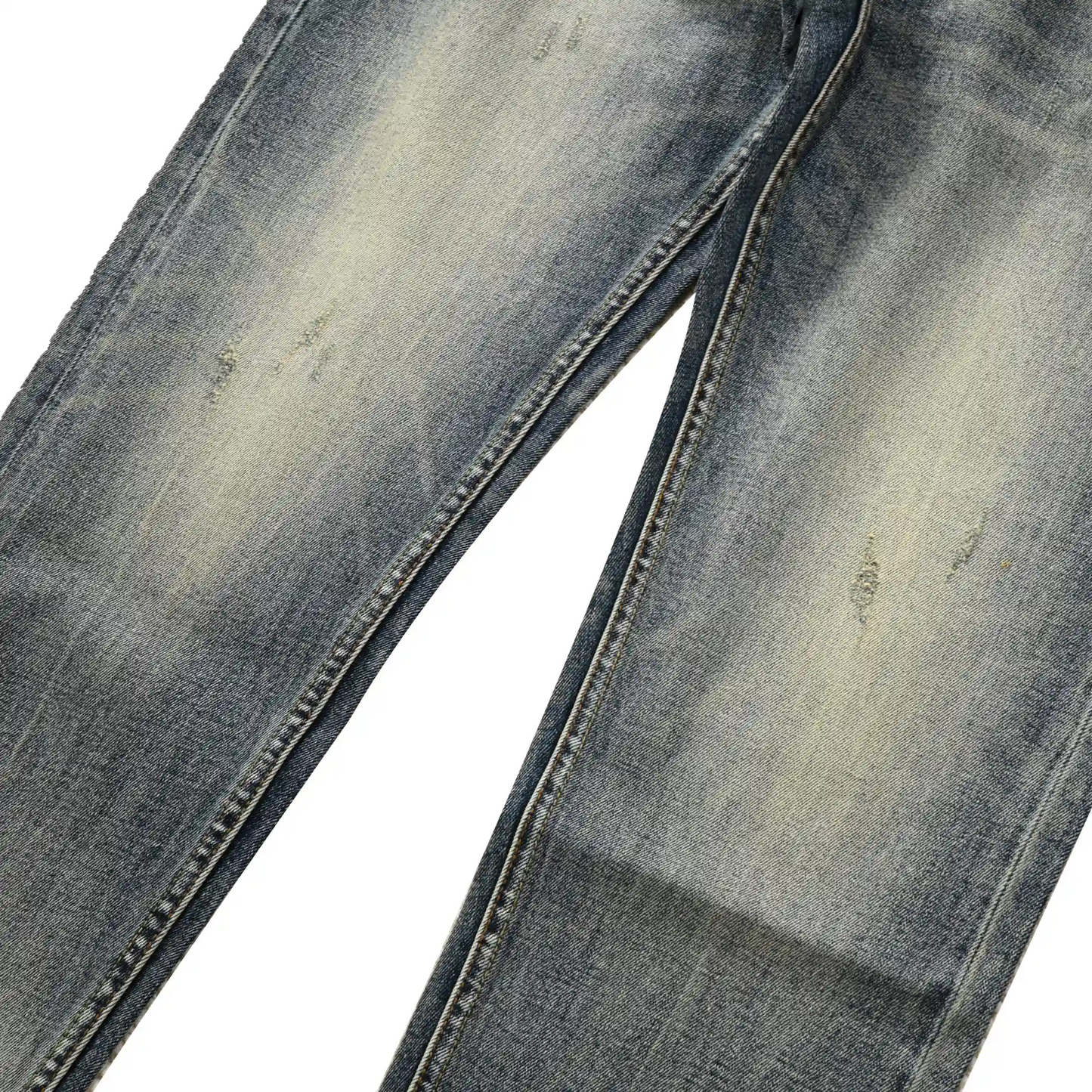 Vintage Blaue Slim Straight Fit Selvedge Jeans mit verblasster Waschung