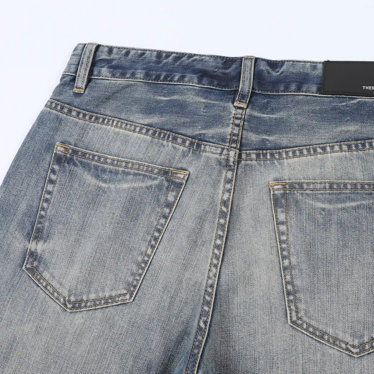 Vintage Blaue Bootcut 11oz Selvedge Jeans mit Distressed-Effekt