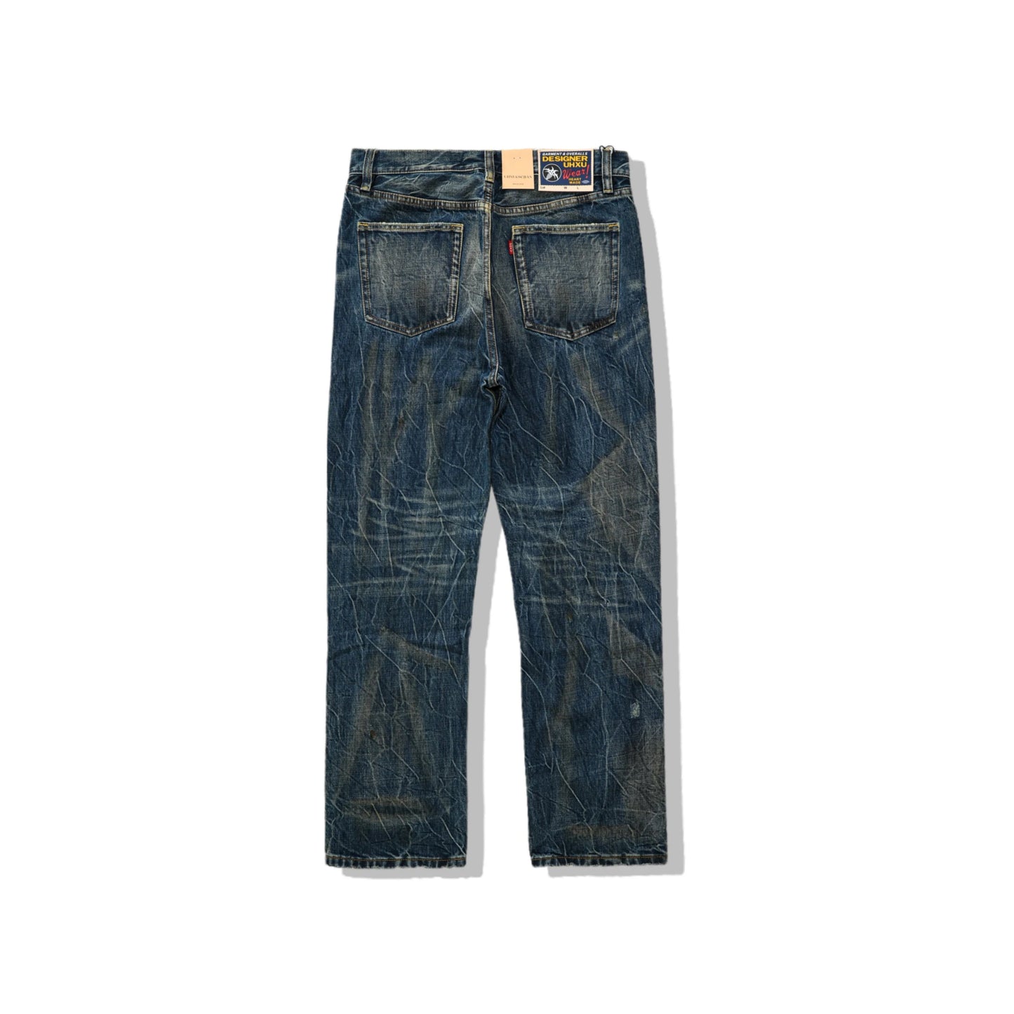 Vintage Blaue Bootcut 11oz Selvedge Jeans mit Distressed-Effekt