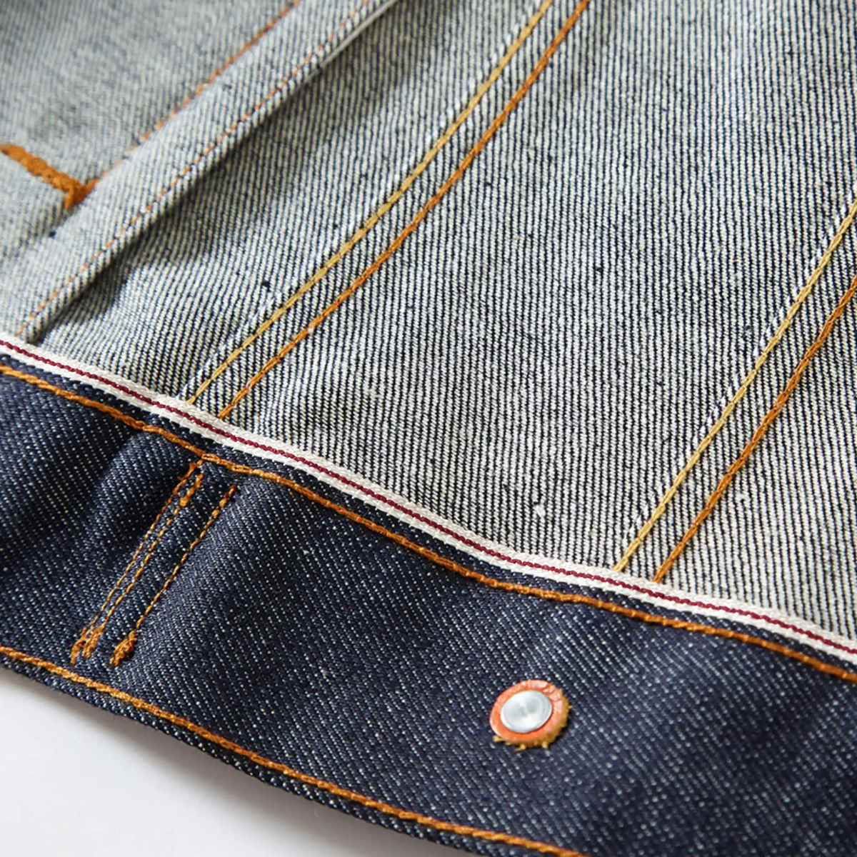 Veste en denim brut selvedge non teinté de type I 15 oz