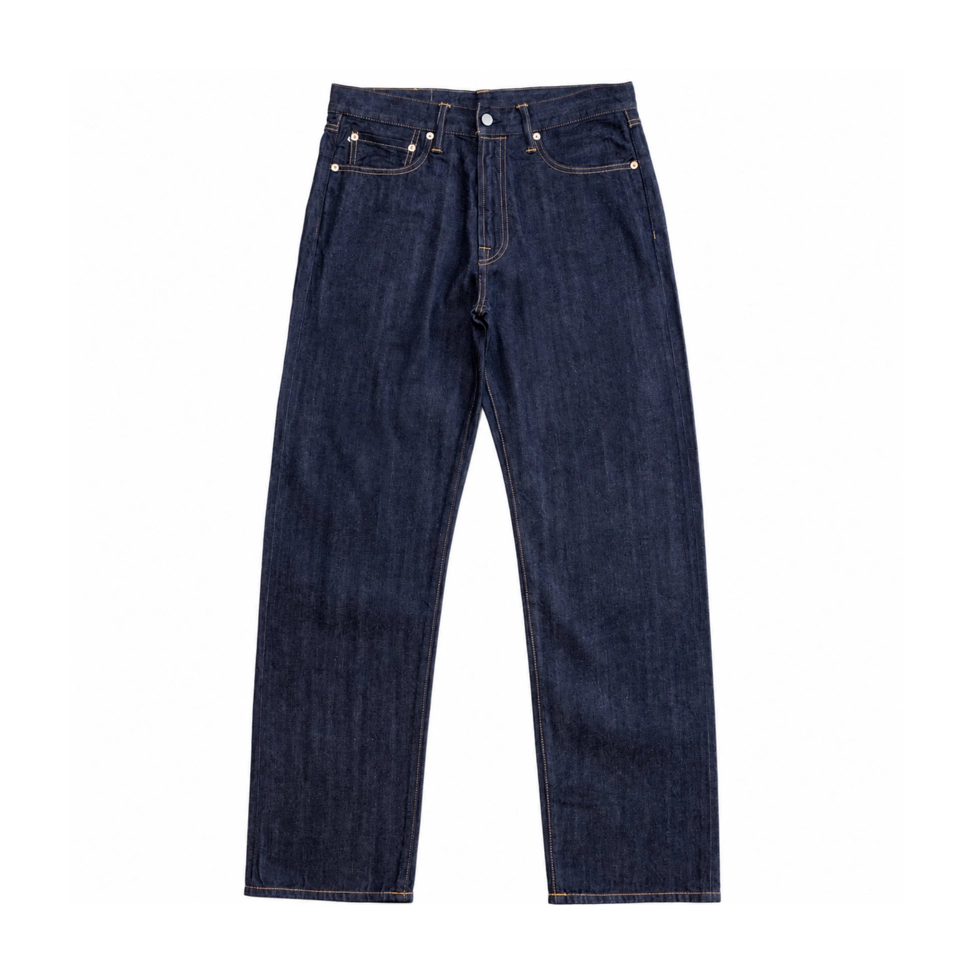 Jean slim droit bleu clair 14 oz à lisière indigo délavée