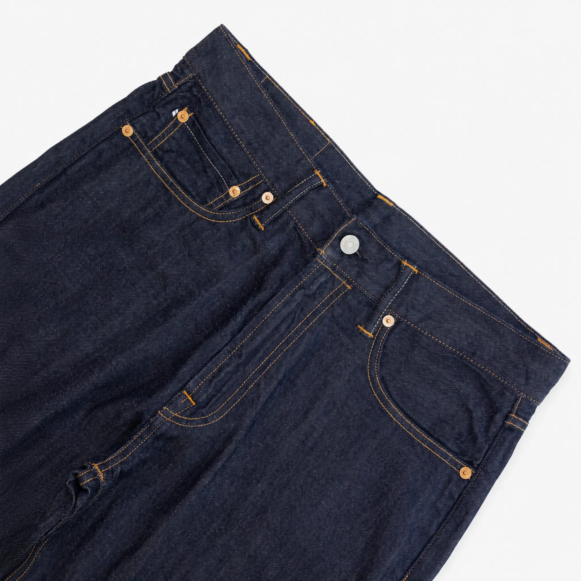 Jean slim droit bleu clair 14 oz à lisière indigo délavée