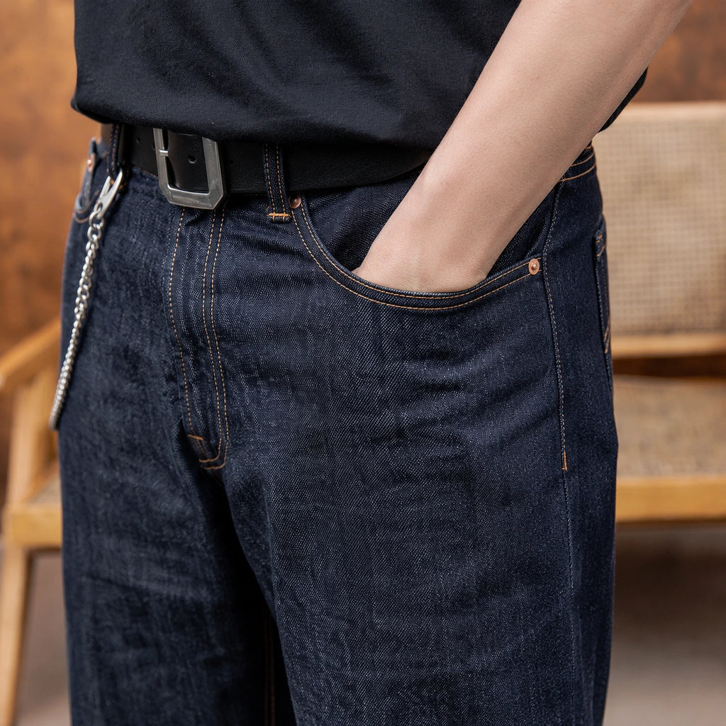 11oz Sanforized Indigo Blue Selvedge Straight Jeans