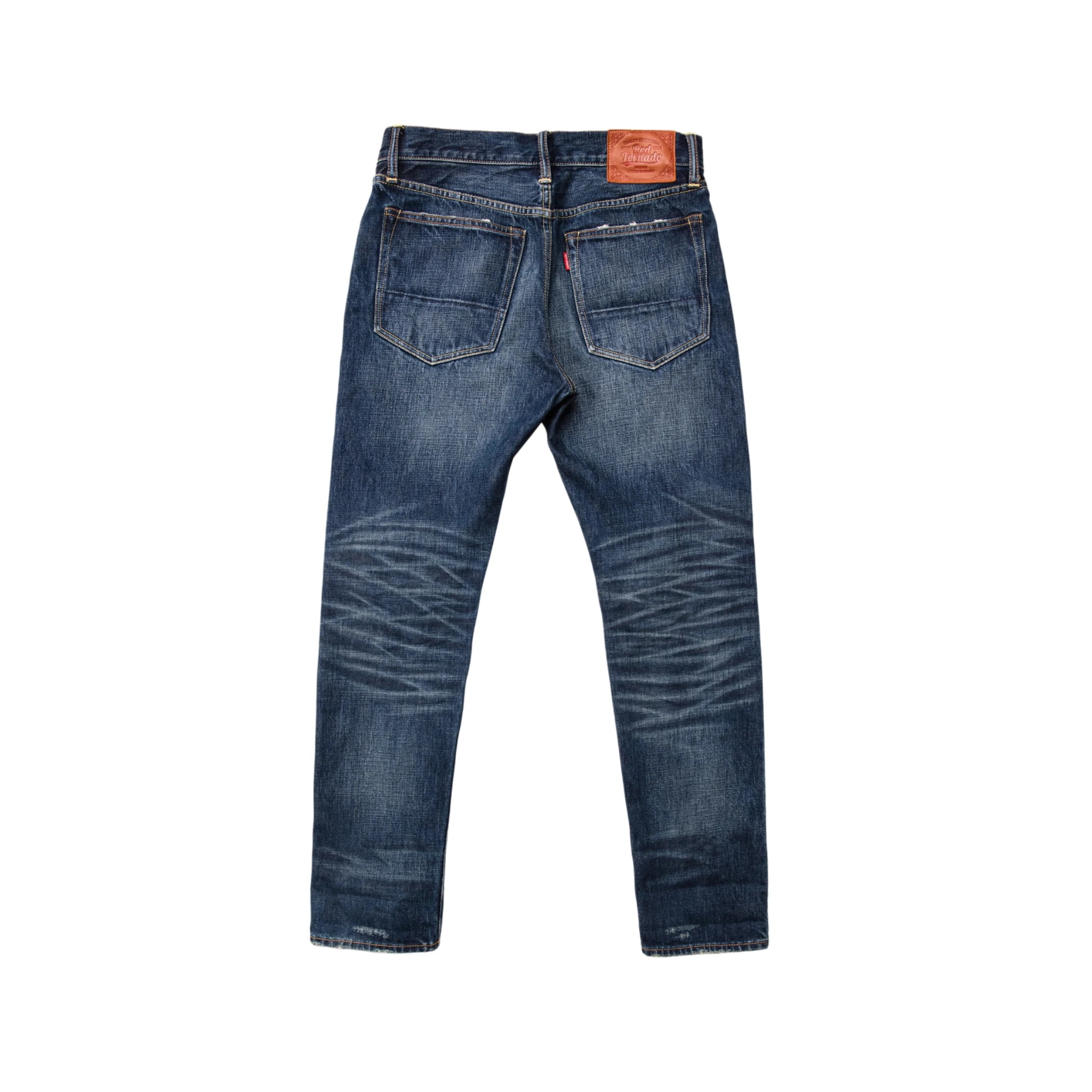16oz Slim Tapered Orange Line Selvedge Jeans - Dark Blue