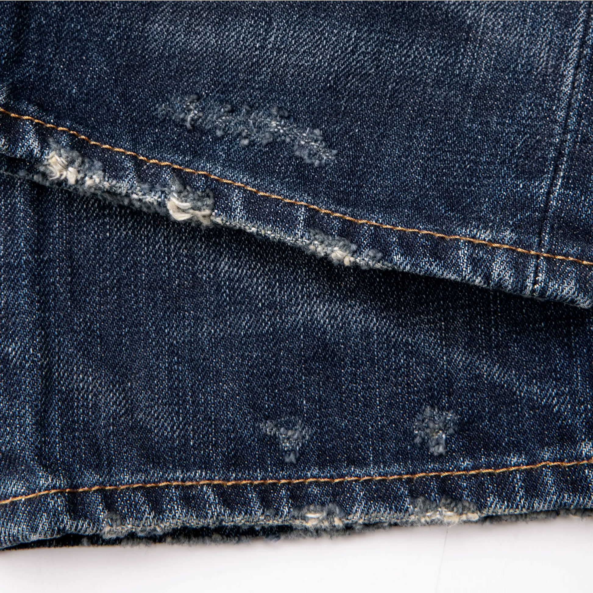 Vintage Blaue Slim Straight Fit Selvedge Jeans mit verblasster Waschung