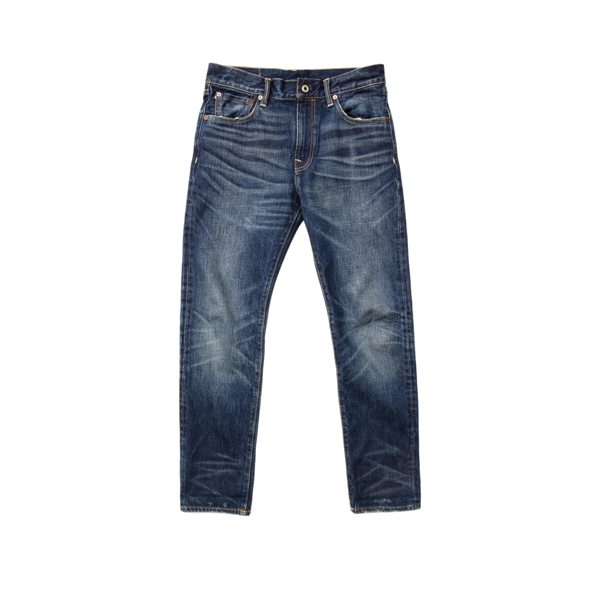 16oz Slim Tapered Orange Line Selvedge Jeans - Dark Blue