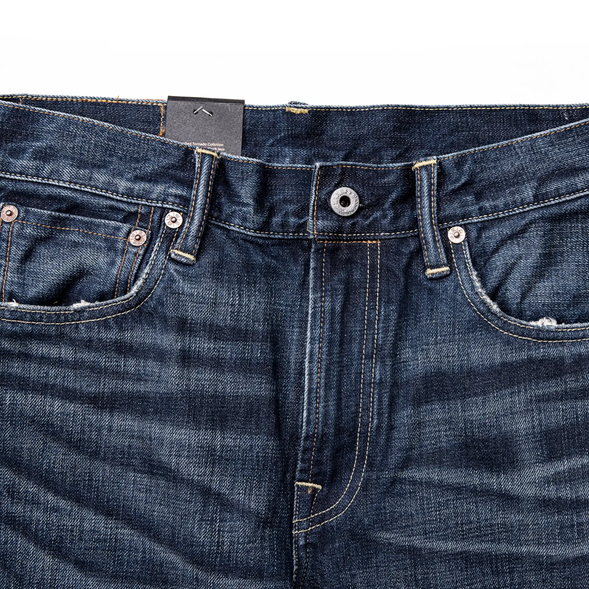 16oz Slim Tapered Orange Line Selvedge Jeans - Dark Blue