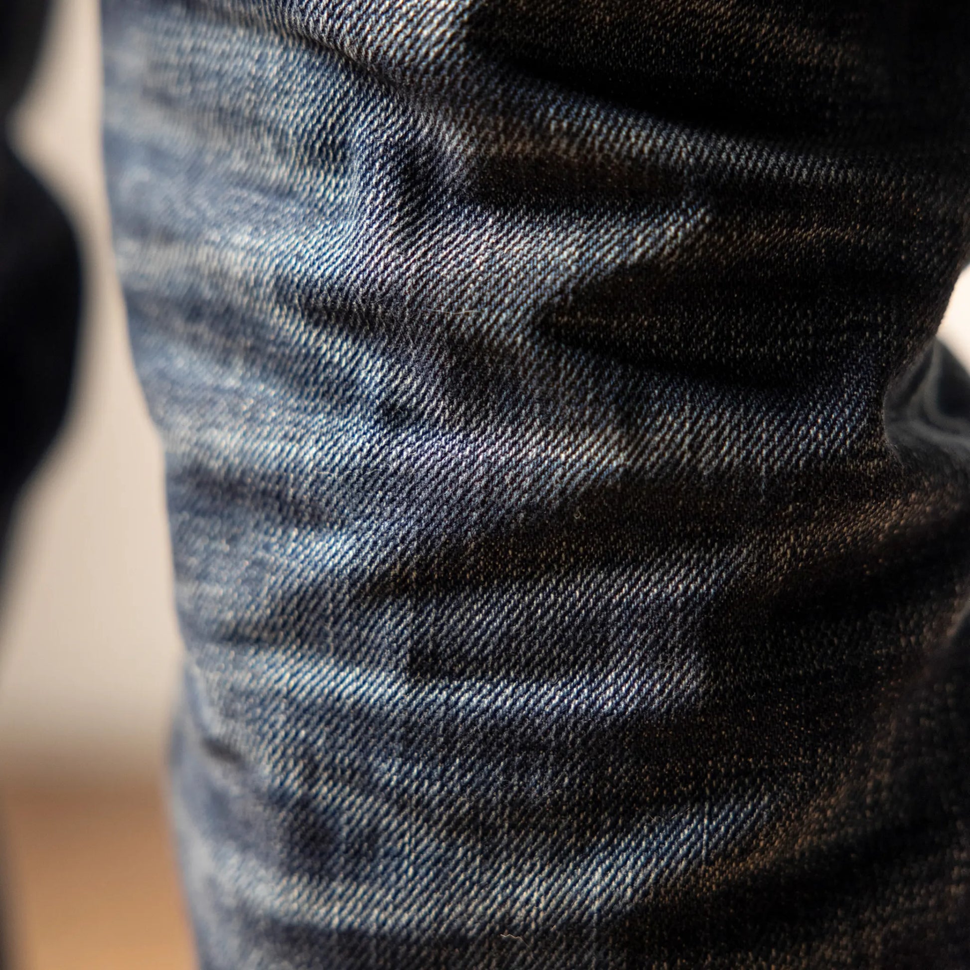 Vintage Blaue Slim Straight Fit Selvedge Jeans mit verblasster Waschung