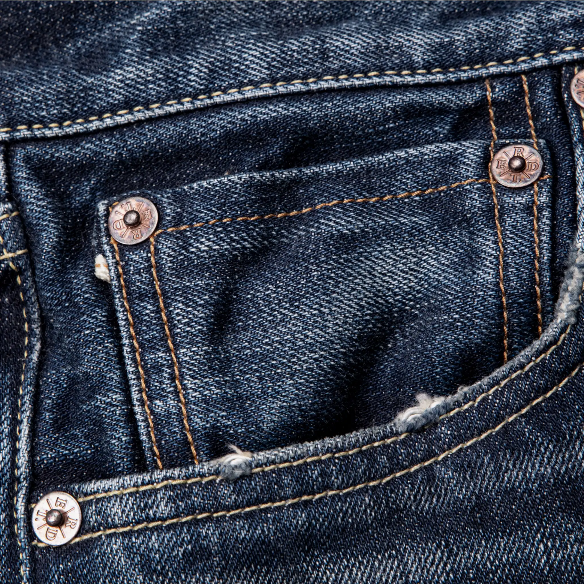 Vintage Blaue Slim Straight Fit Selvedge Jeans mit verblasster Waschung