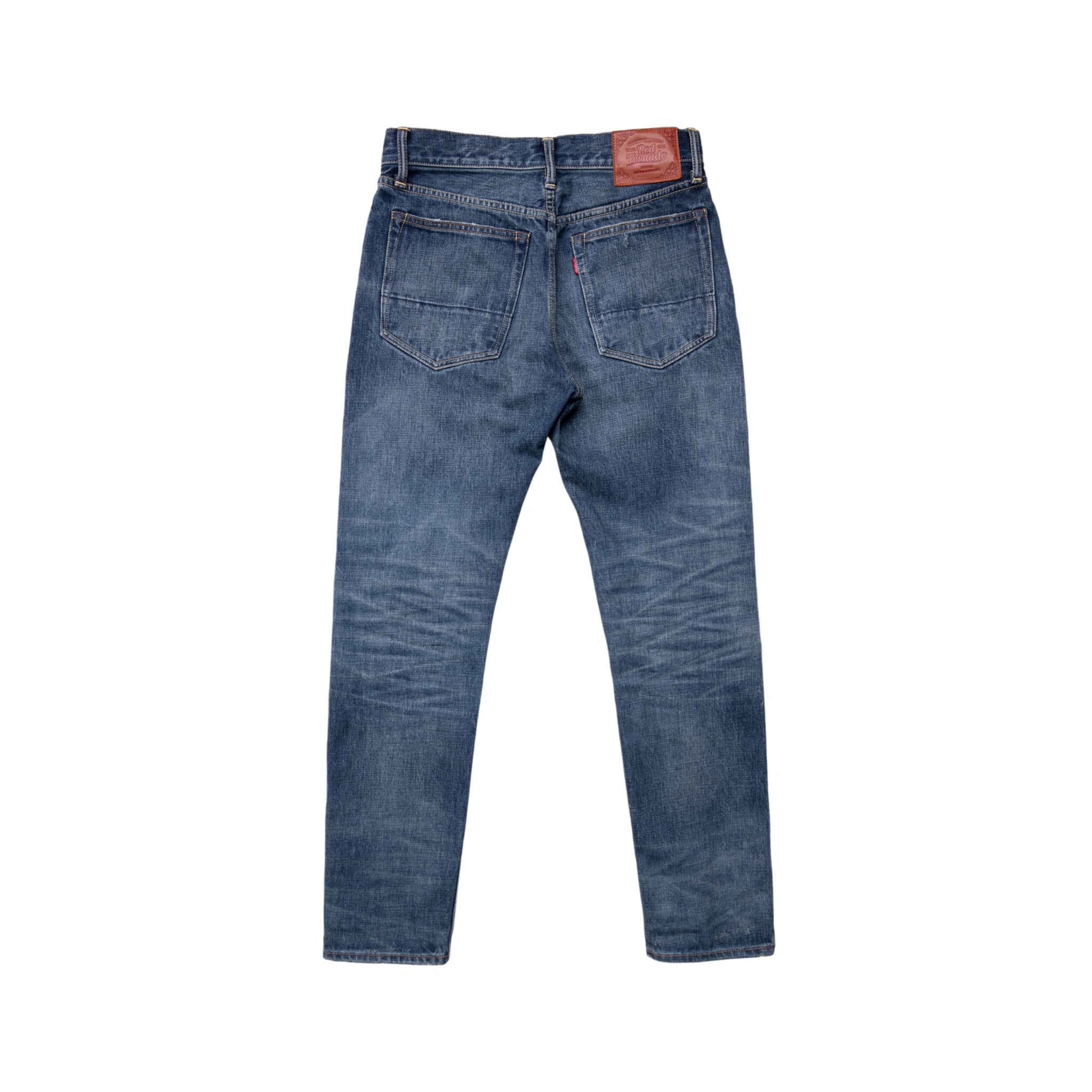 16oz Slim Tapered Orange Line Selvedge Jeans - Medium Blue