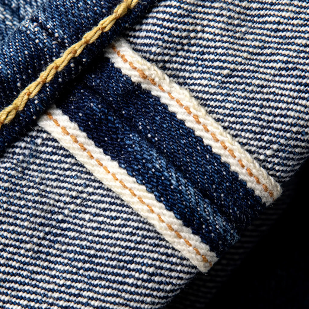 Vintage Blaue Slim Straight Fit Selvedge Jeans mit verblasster Waschung