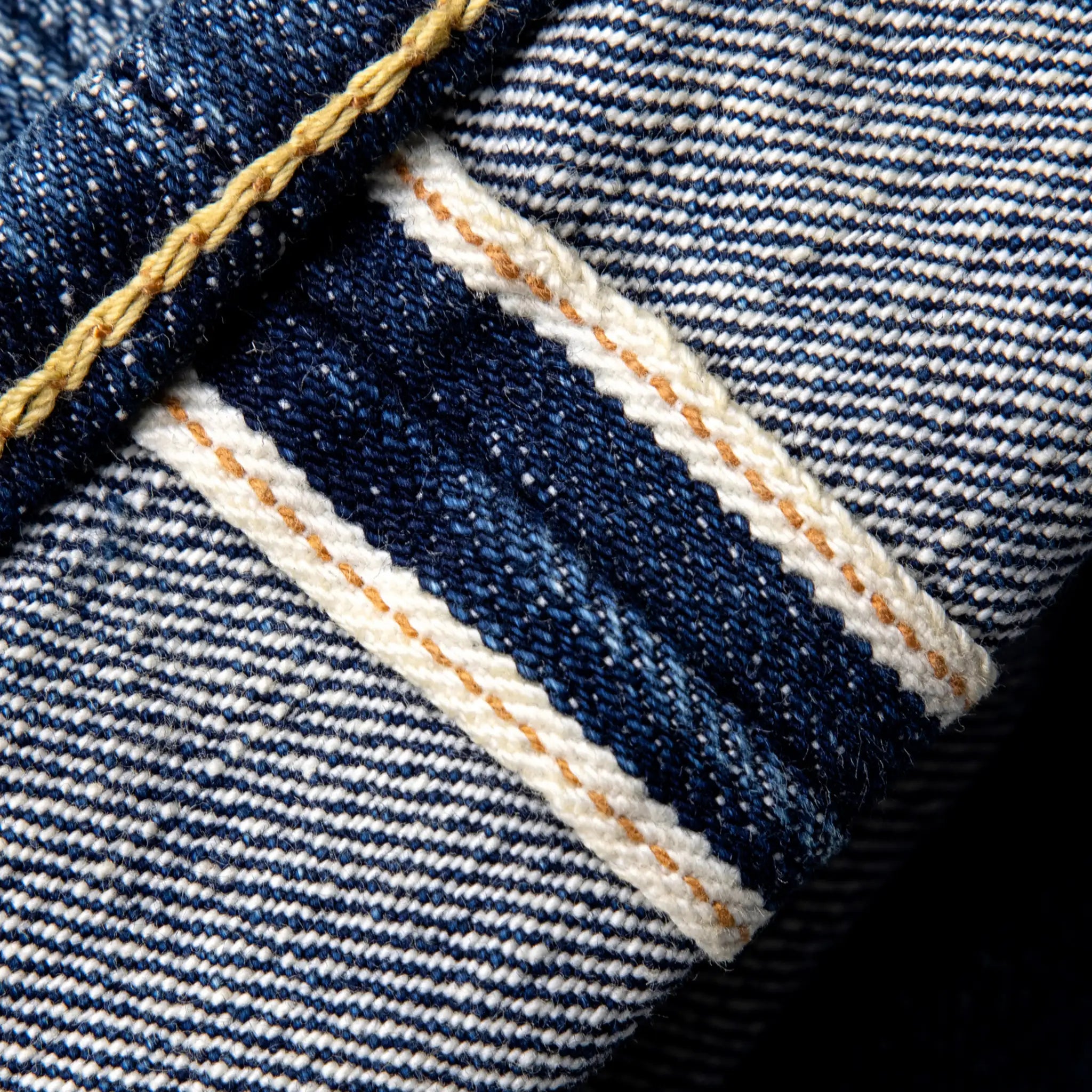 16oz Slim Tapered Orange Line Selvedge Jeans - Medium Blue