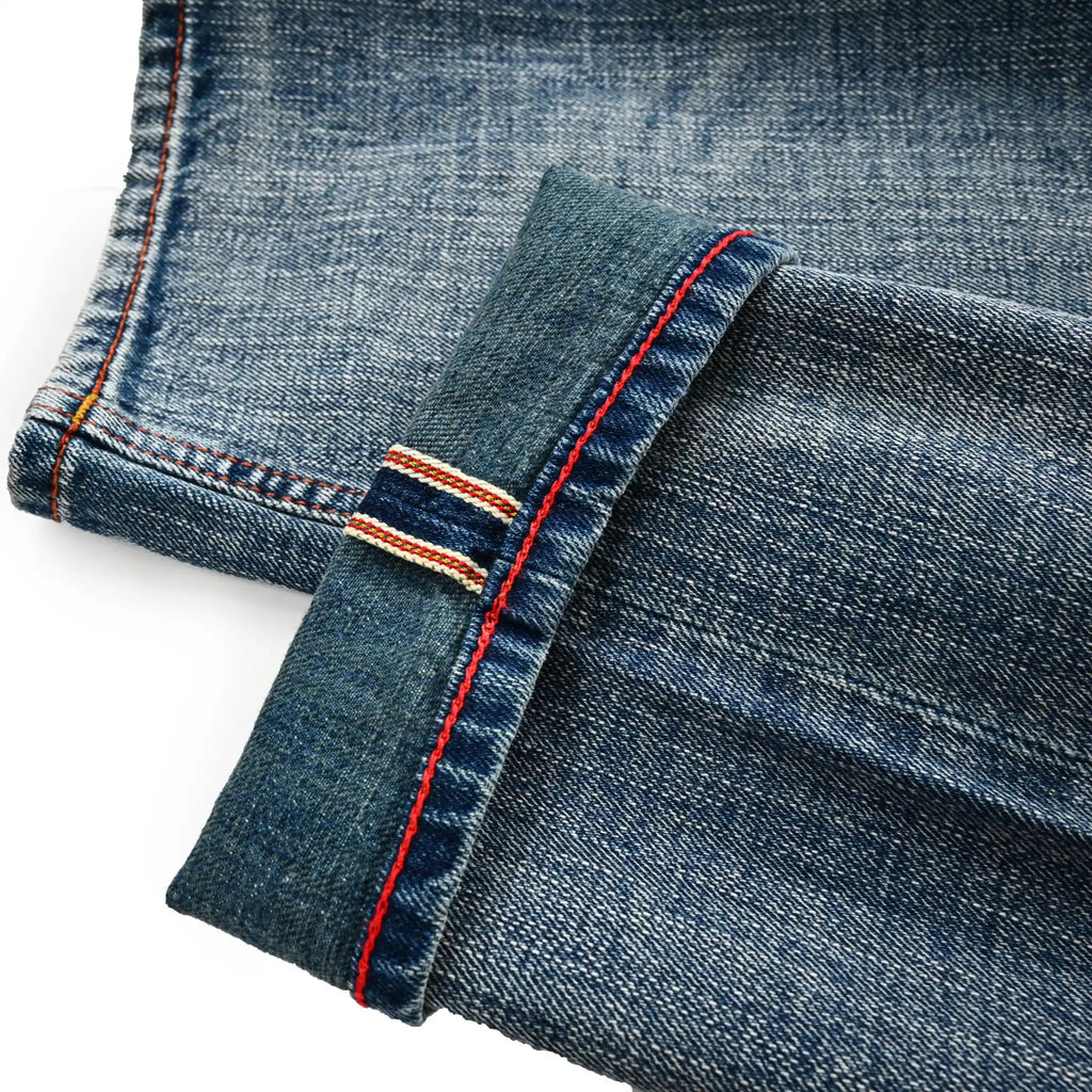 11.5oz Plant Dyed Medium Blue Washed Selvedge Straight Jeans