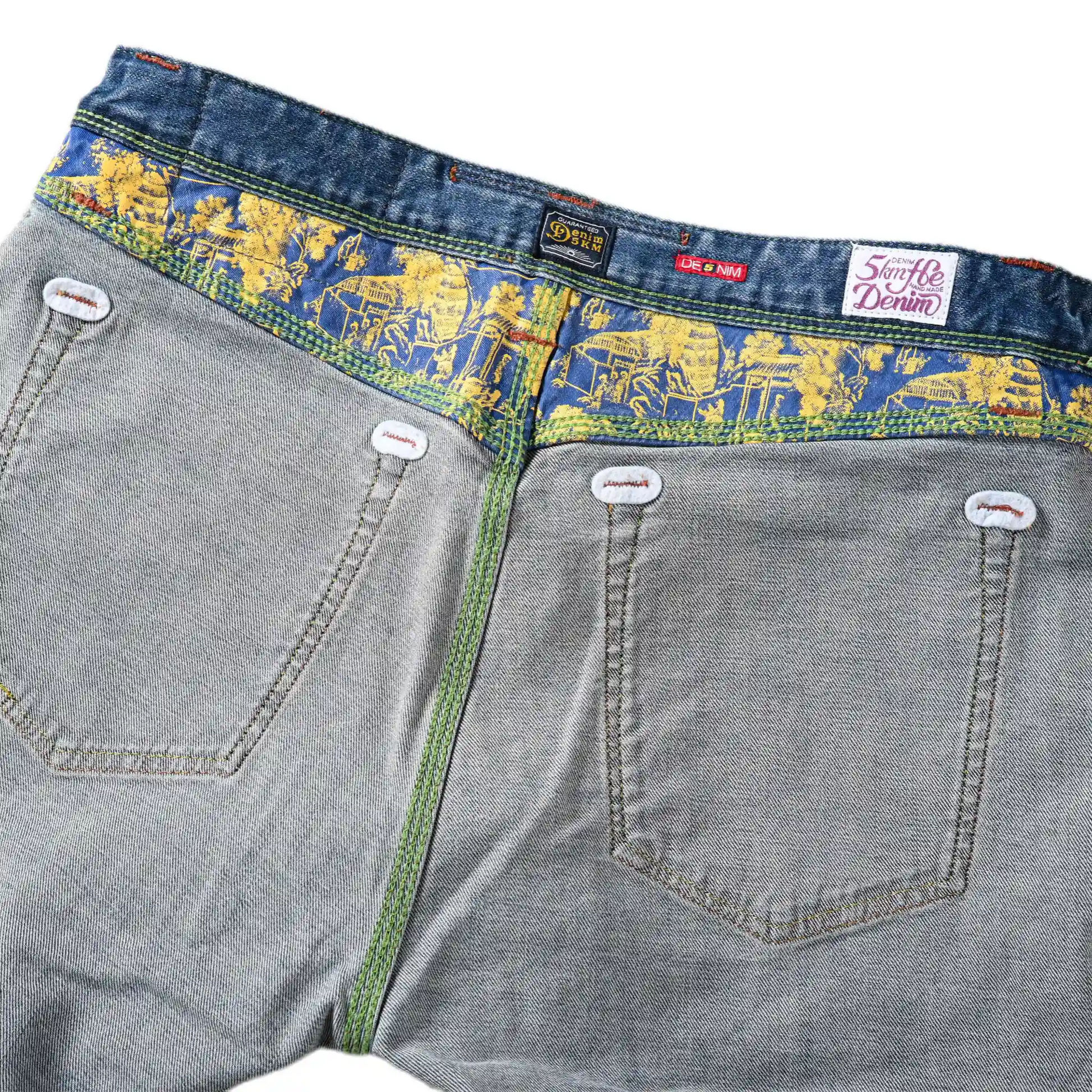 Vintage Blaue Slim Straight Fit Selvedge Jeans mit verblasster Waschung
