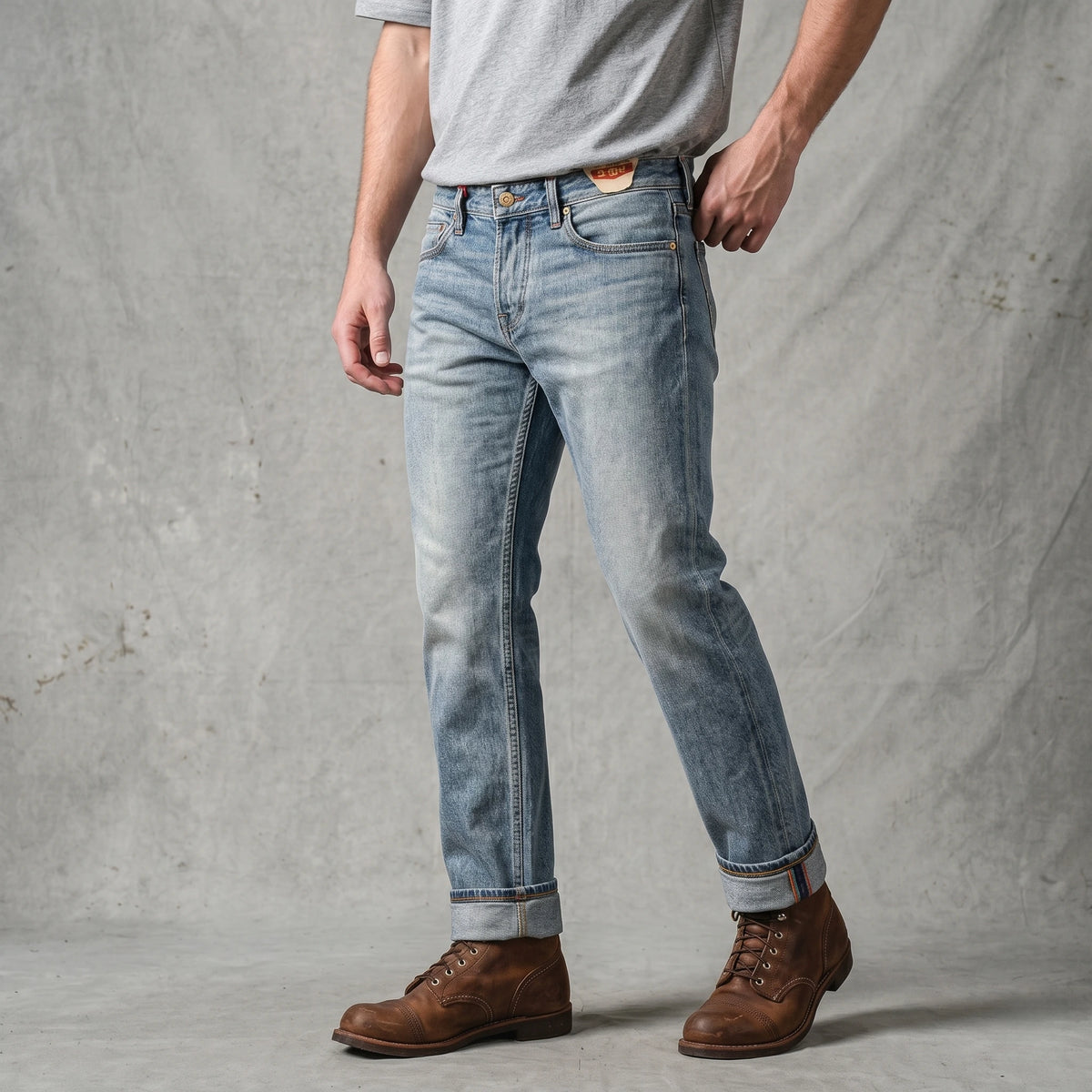 11oz Light Blue Wash Slim Straight Rainbow Selvedge Jeans