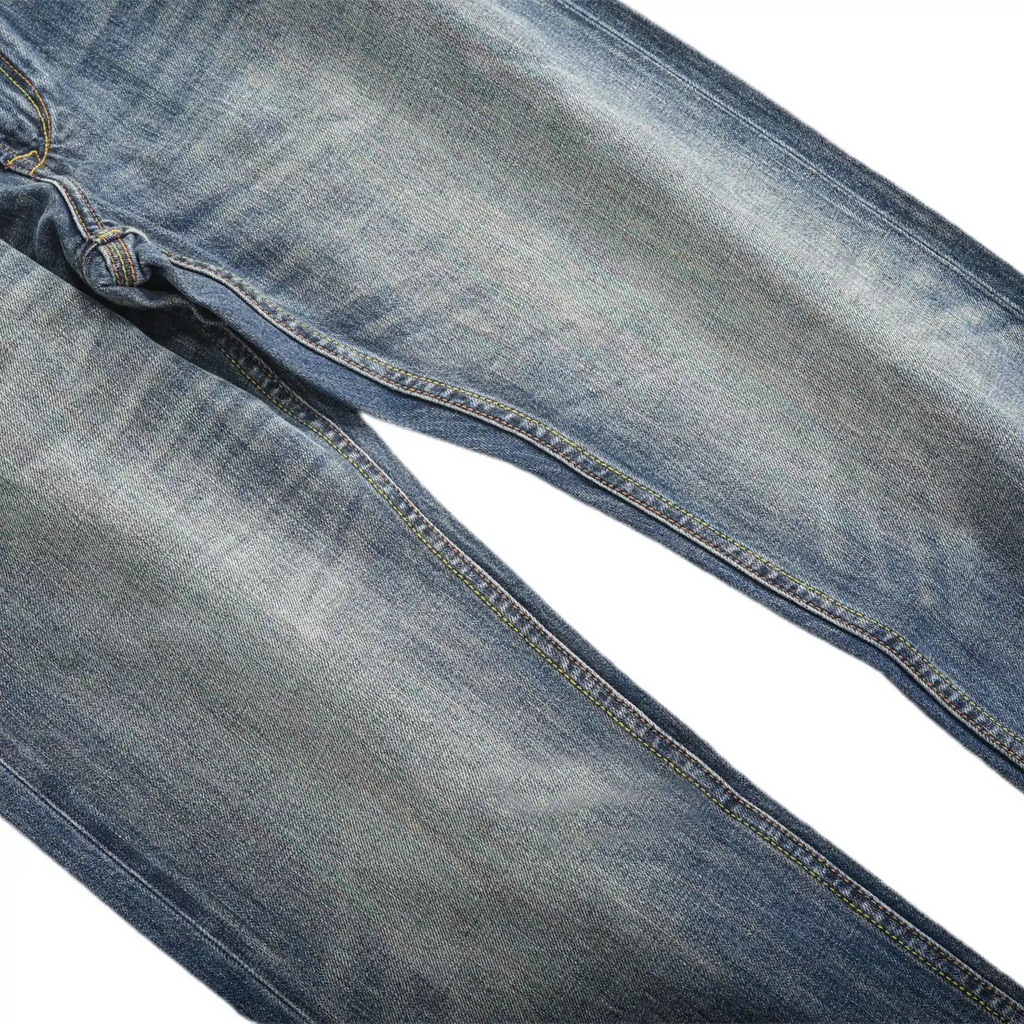 Vintage Blaue Slim Straight Fit Selvedge Jeans mit verblasster Waschung