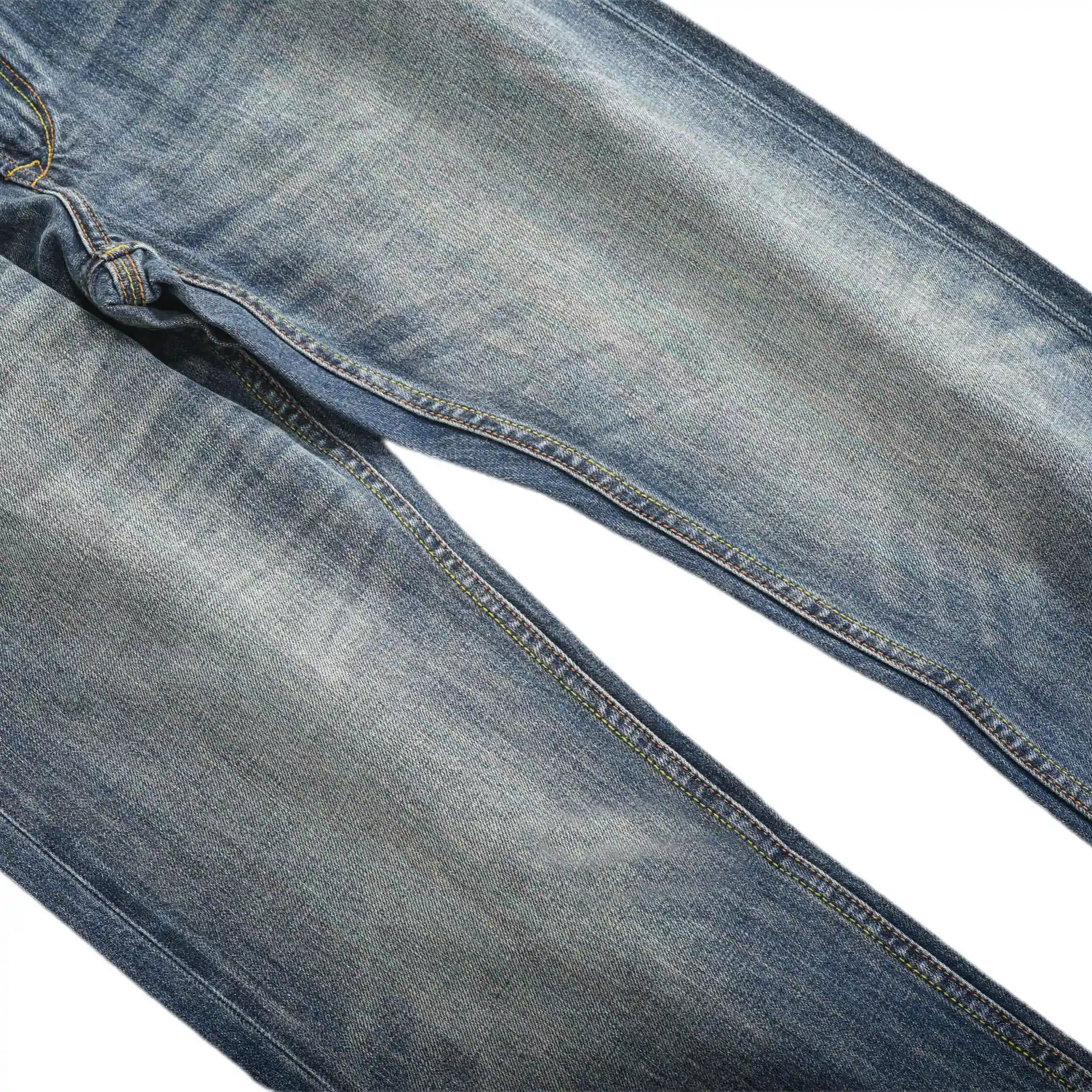 Vintage Blaue Slim Straight Fit Selvedge Jeans mit verblasster Waschung