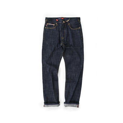 18oz Dunkelblaue Selvedge Straight Jeans mit Vintage-Waschung