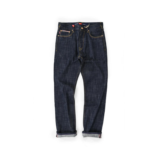 18oz Dunkelblaue Selvedge Straight Jeans mit Vintage-Waschung