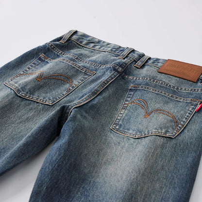 13oz Rainbow Core Dark Indigo Washed Selvedge Relaxed Straight Jeans
