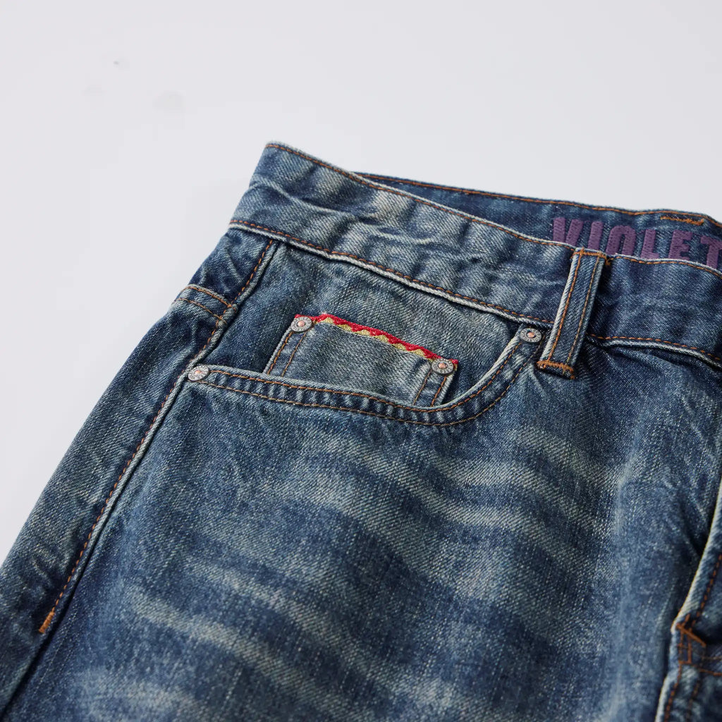 13oz Rainbow Core Dark Indigo Washed Selvedge Straight Jeans