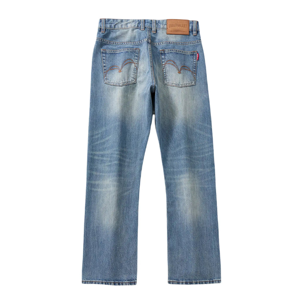 13oz Rainbow Core Light Blue Washed Selvedge Straight Jeans