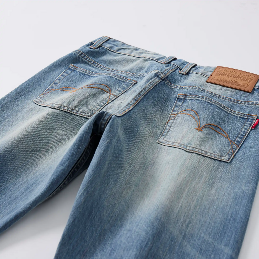 13oz Rainbow Core Light Blue Washed Selvedge Straight Jeans