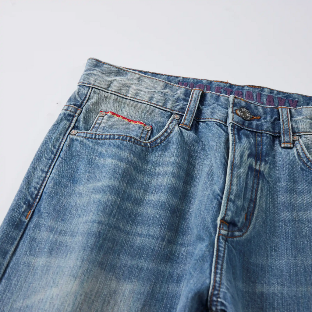 13oz Rainbow Core Light Blue Washed Selvedge Straight Jeans