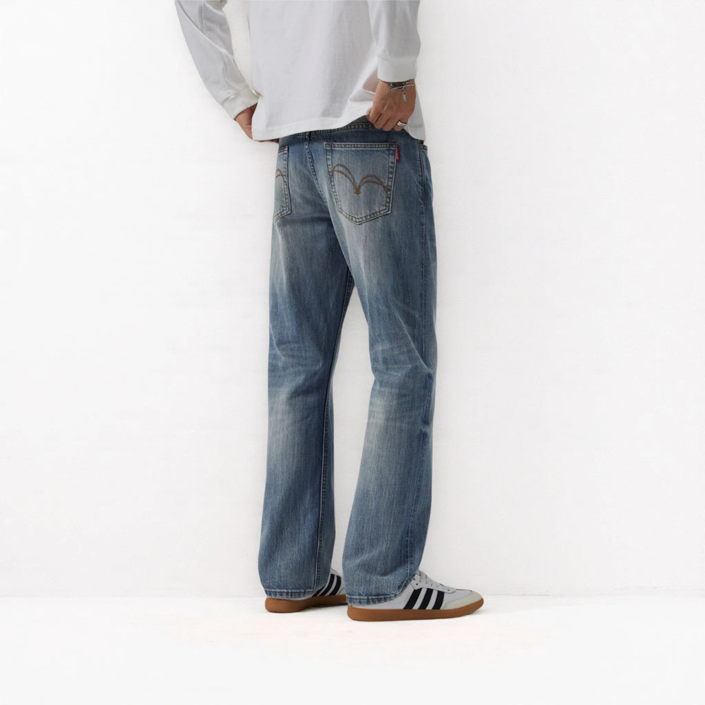 13oz Rainbow Core Light Blue Washed Selvedge Straight Jeans