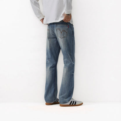 13oz Rainbow Core Light Blue Washed Selvedge Relaxed Straight Jeans
