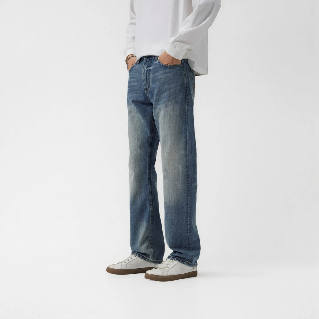 13oz Rainbow Core Light Blue Washed Selvedge Straight Jeans