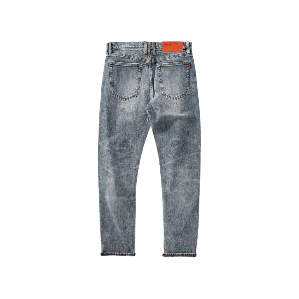 14oz Light Blue With Faded Indigo Selvedge Slim Straight Jeans
