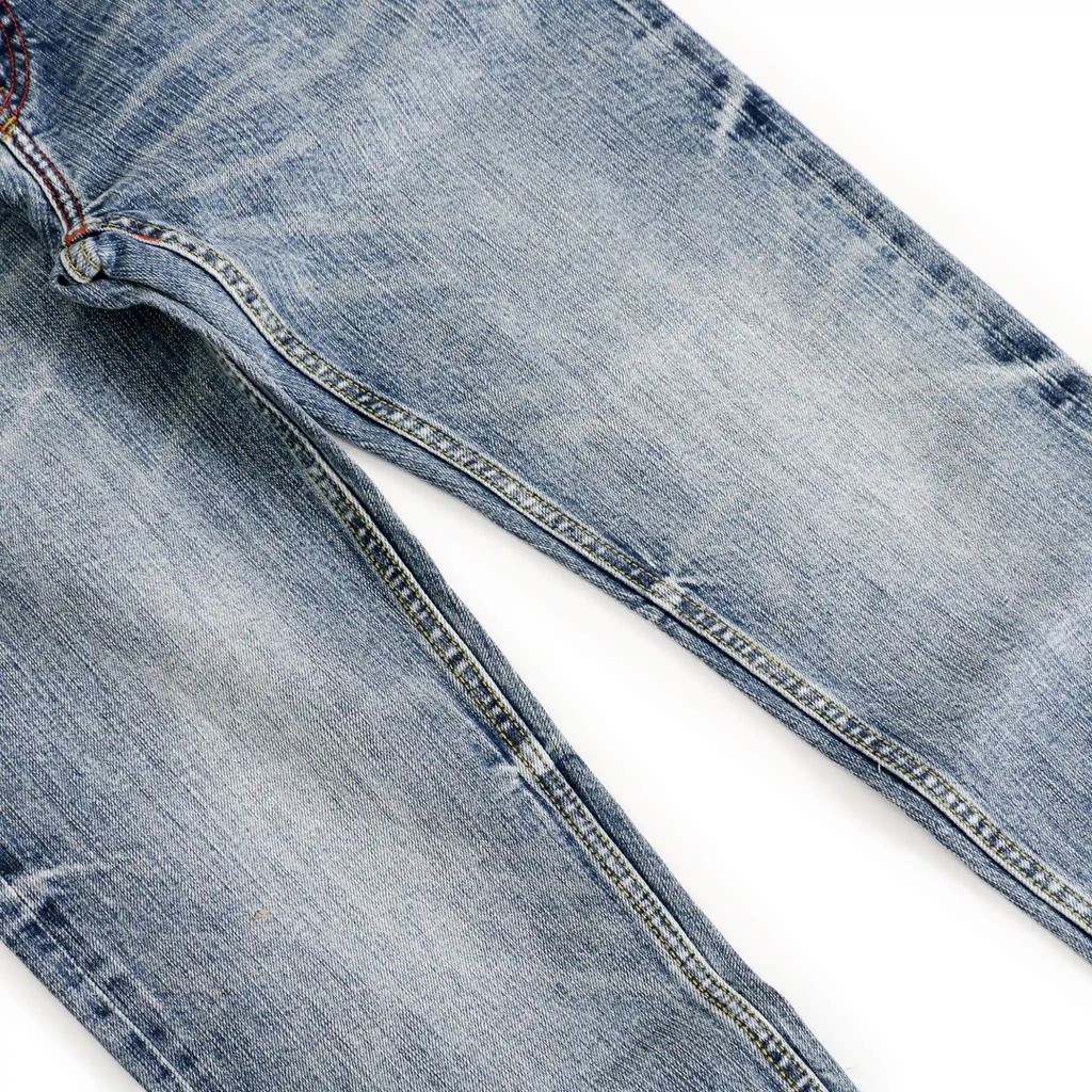 14oz Light Blue With Faded Indigo Selvedge Slim Straight Jeans