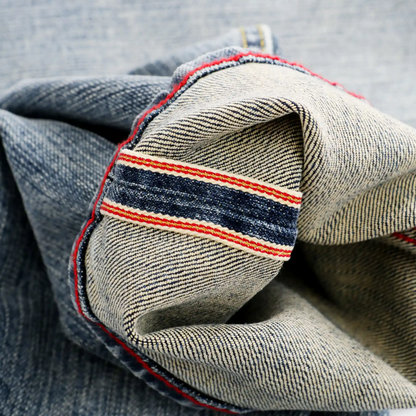 14oz Light Blue With Faded Indigo Selvedge Slim Straight Jeans