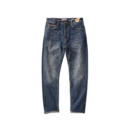14oz Selvedge Slim Straight Jeans Vintage Classic Blue