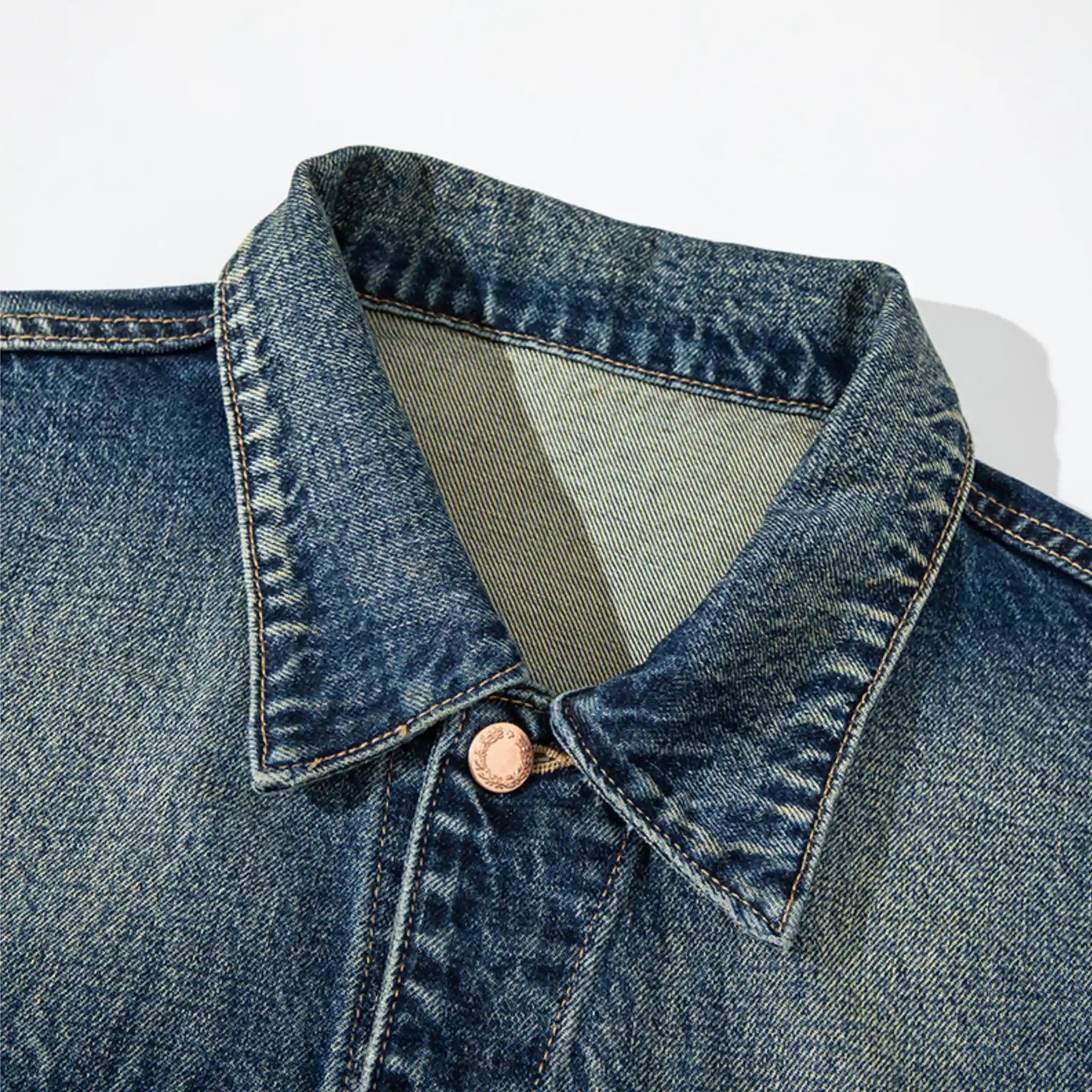 Veste en denim délavé vintage Okayama 14 oz, type III