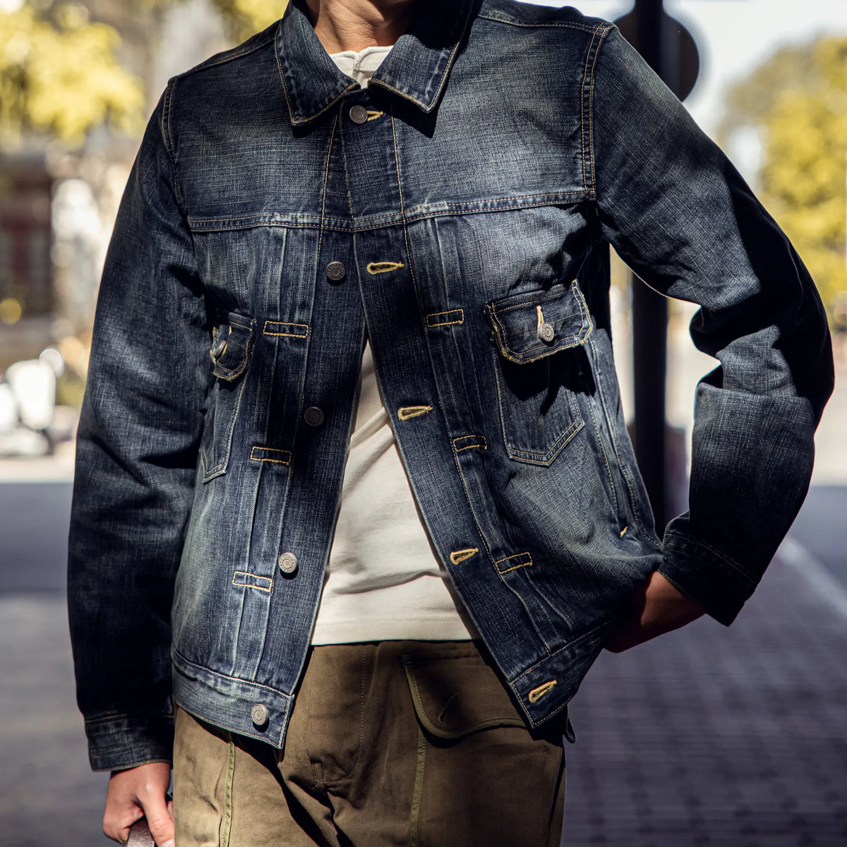 Chemise en denim western classique légère de 7 oz