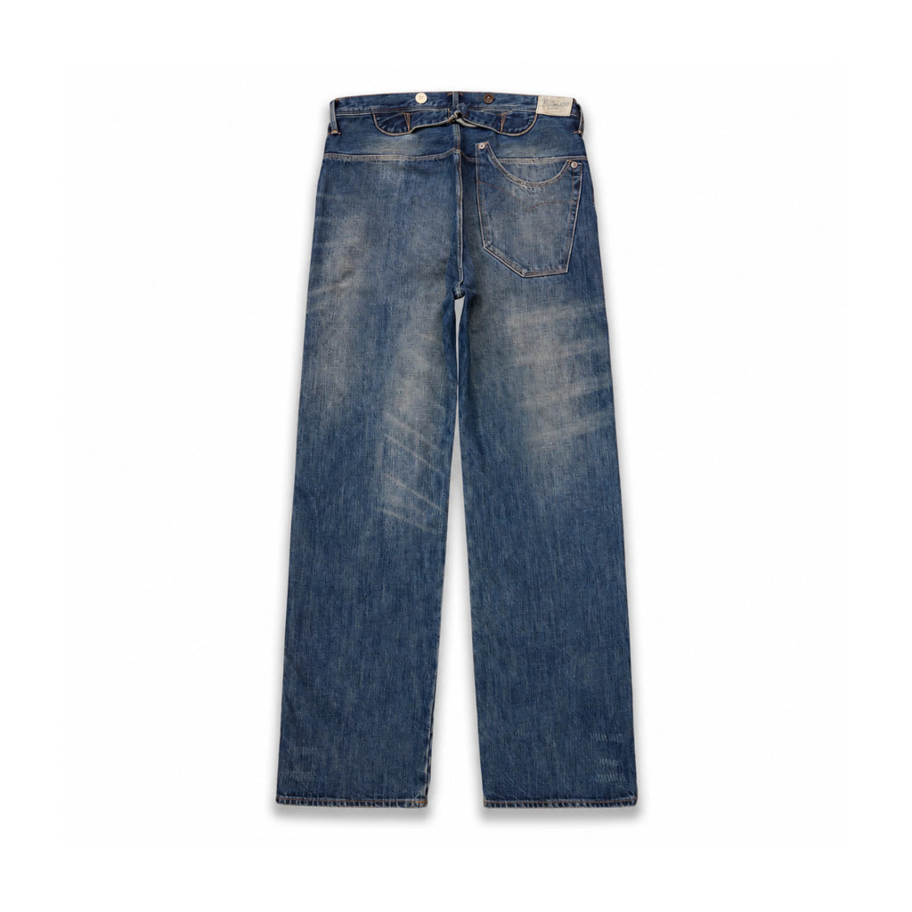 15oz Vintage Distressed Selvedge Denim Jeans – Relaxed Straight Fit