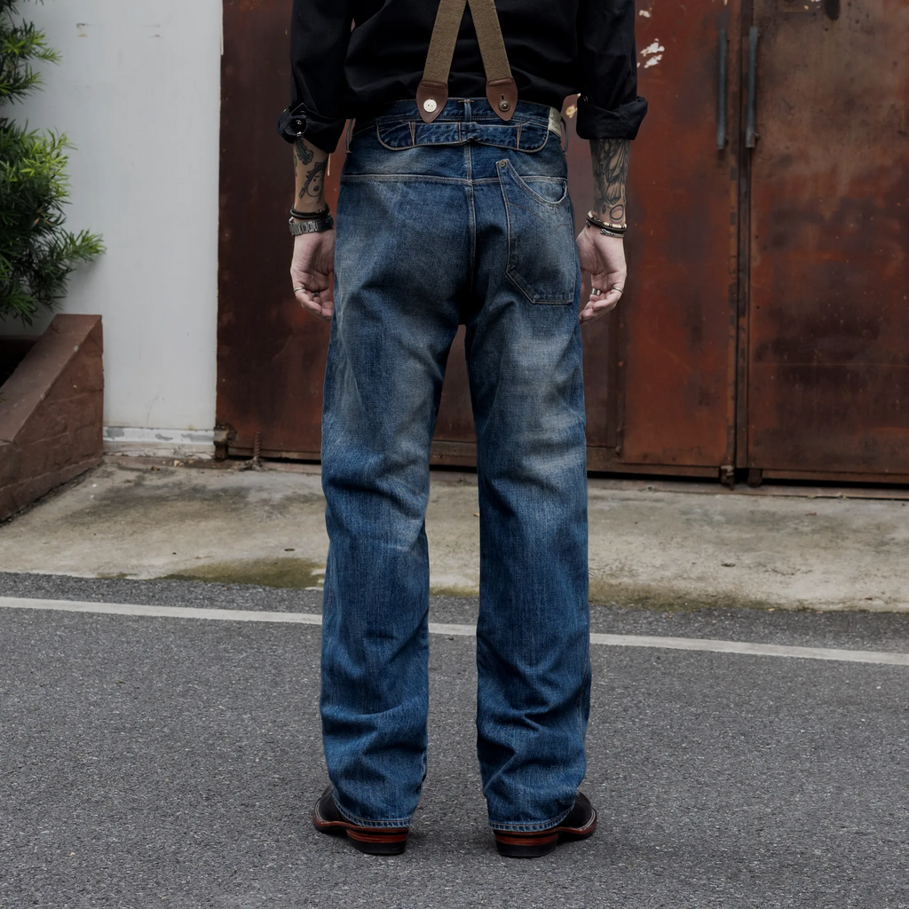 15oz Vintage Distressed Selvedge Denim Jeans – Relaxed Straight Fit