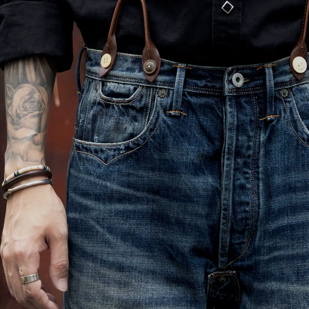 15oz Vintage Distressed Selvedge Denim Jeans – Relaxed Straight Fit