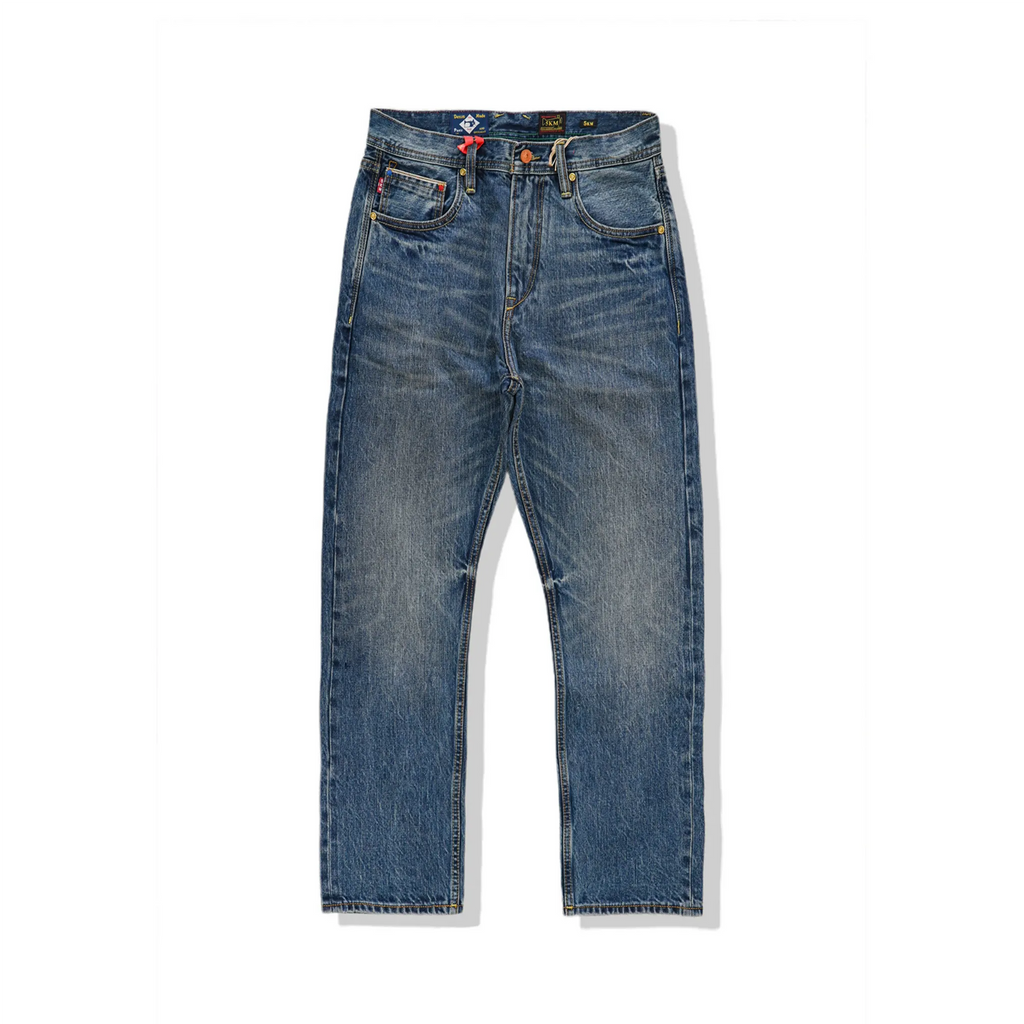 Blue jeans on a white background